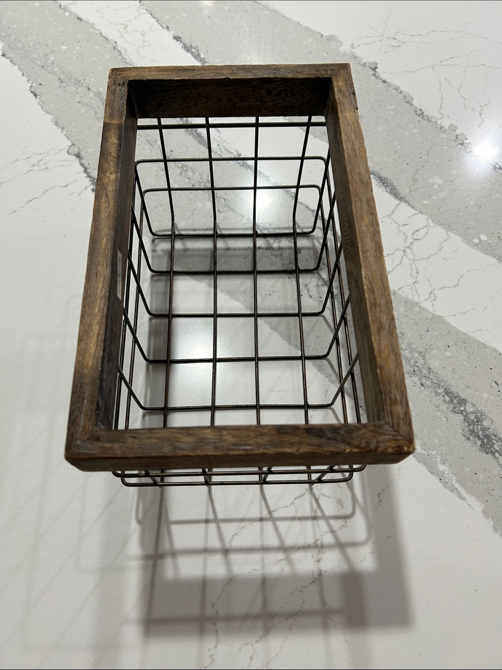 Rustic Wood & Wire Storage Basket